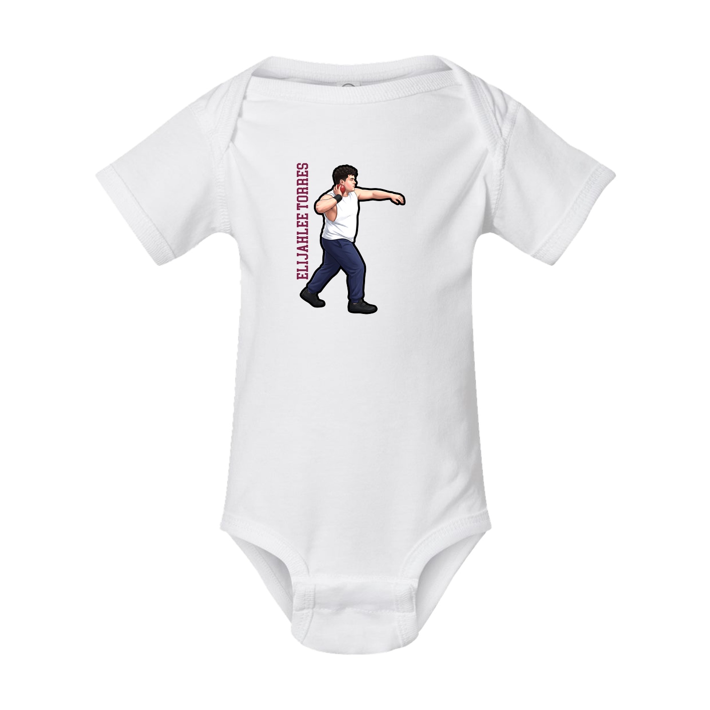 Baby Onesie — Name Vertical in White