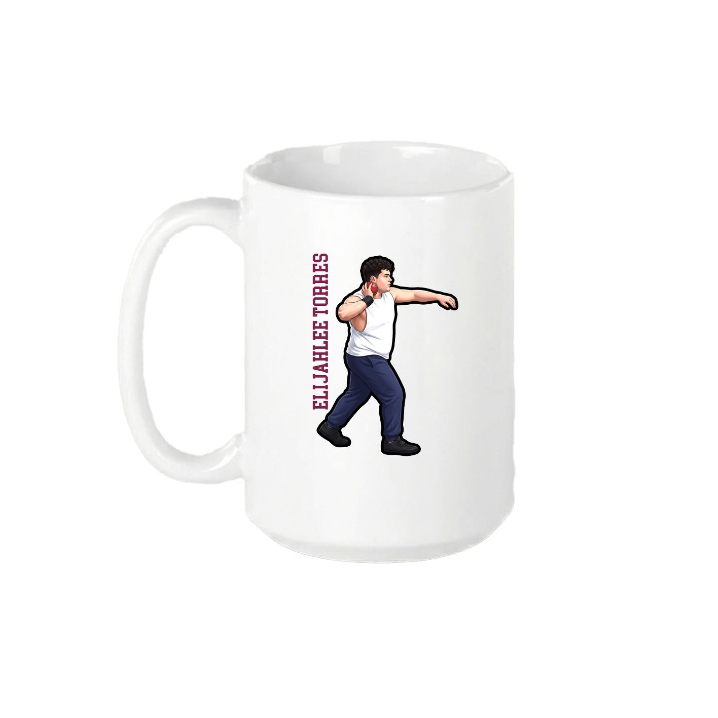 15oz Coffee Mug — Name Vertical in White