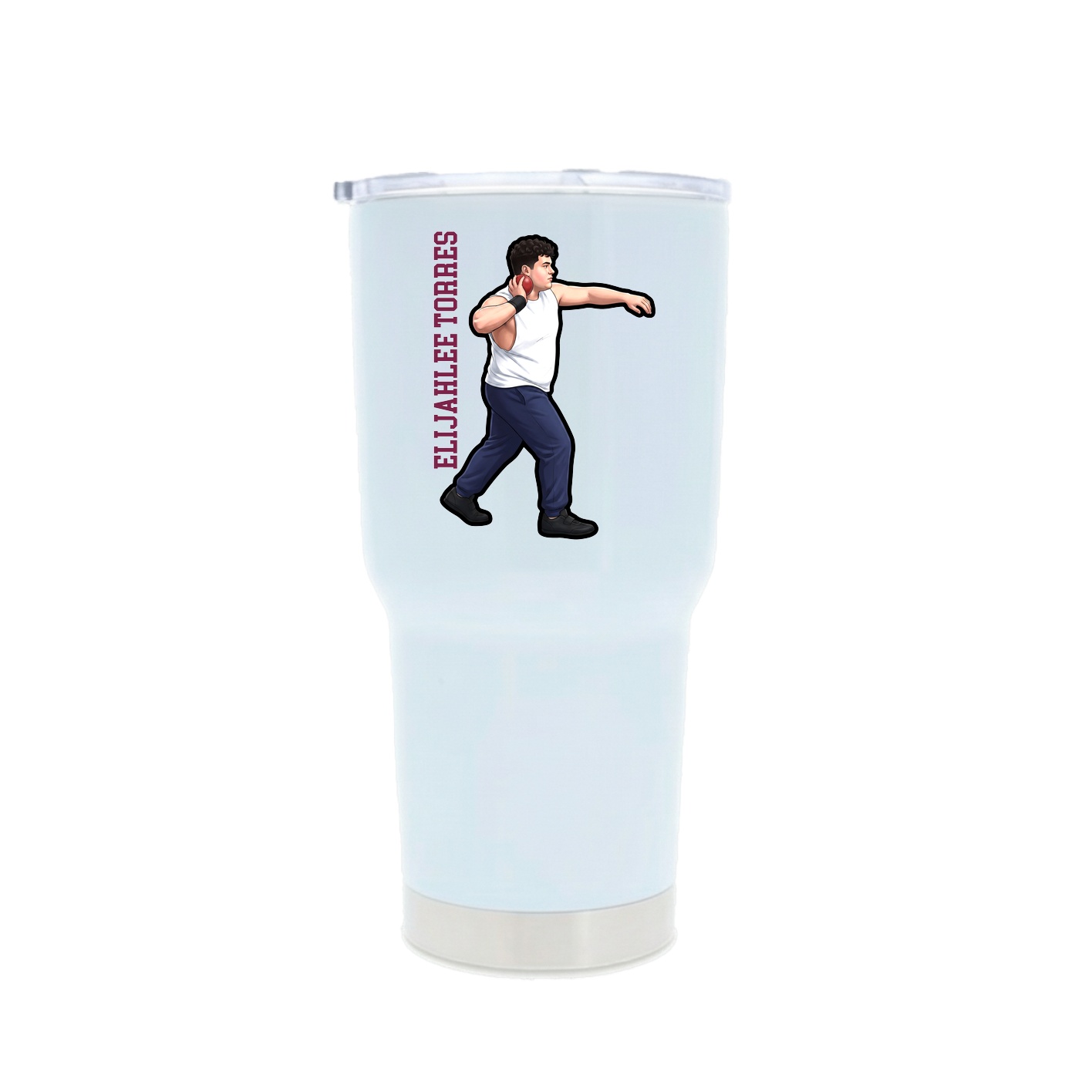 30oz Stainless Steel Tumbler — Name Vertical in White