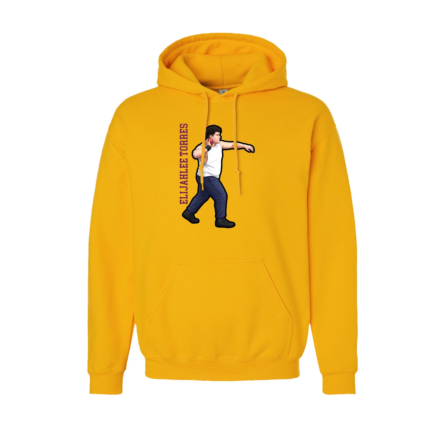 Hoodie — Name Vertical in Gold