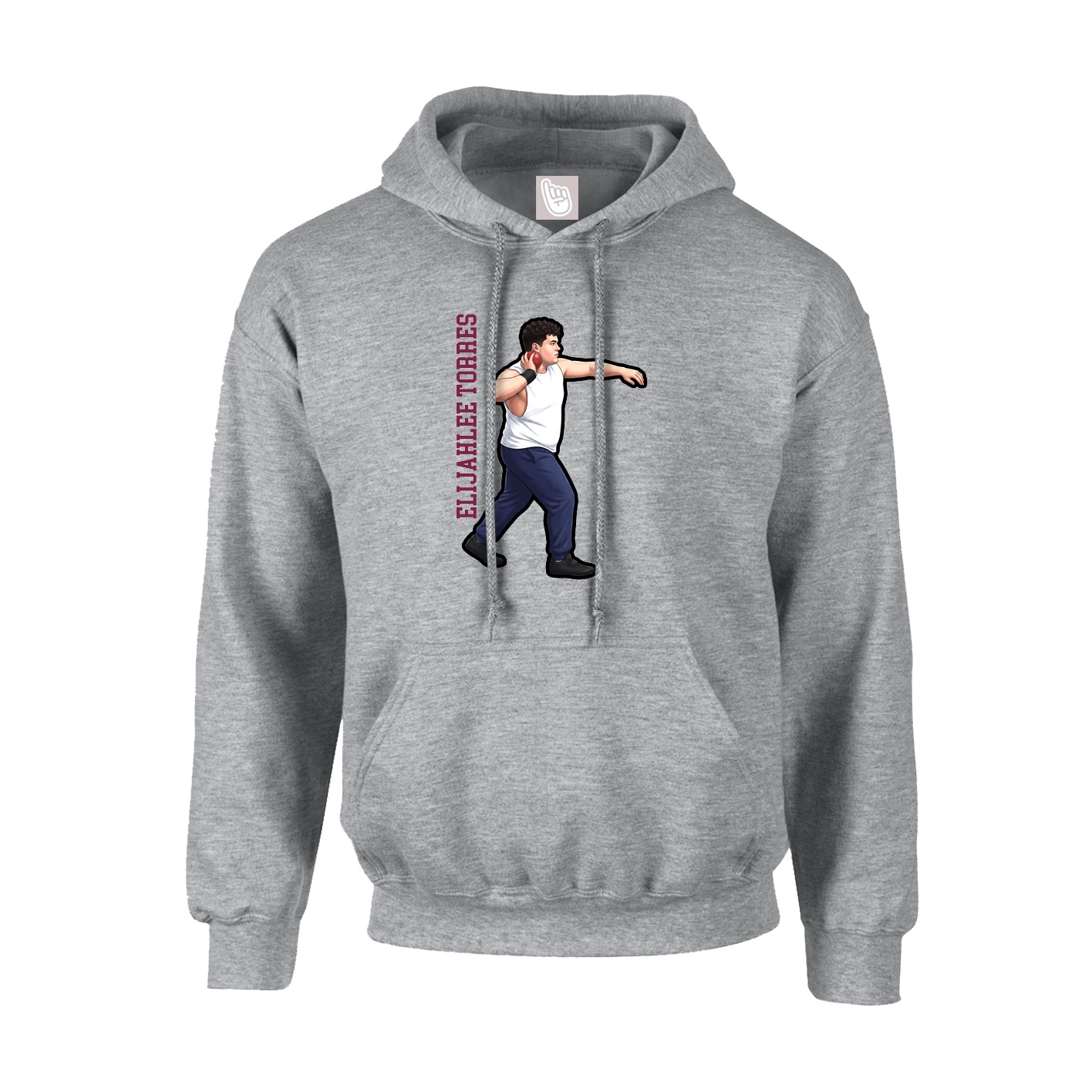 Youth Hoodie — Name Vertical in Grey