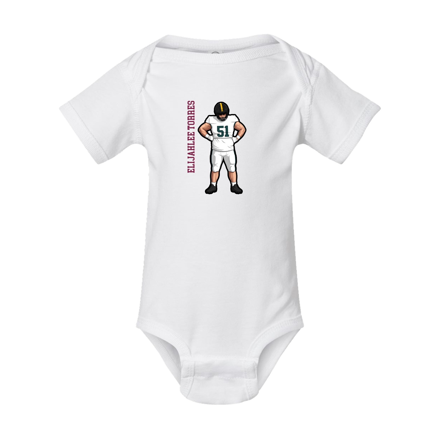 Baby Onesie — Name Vertical in White