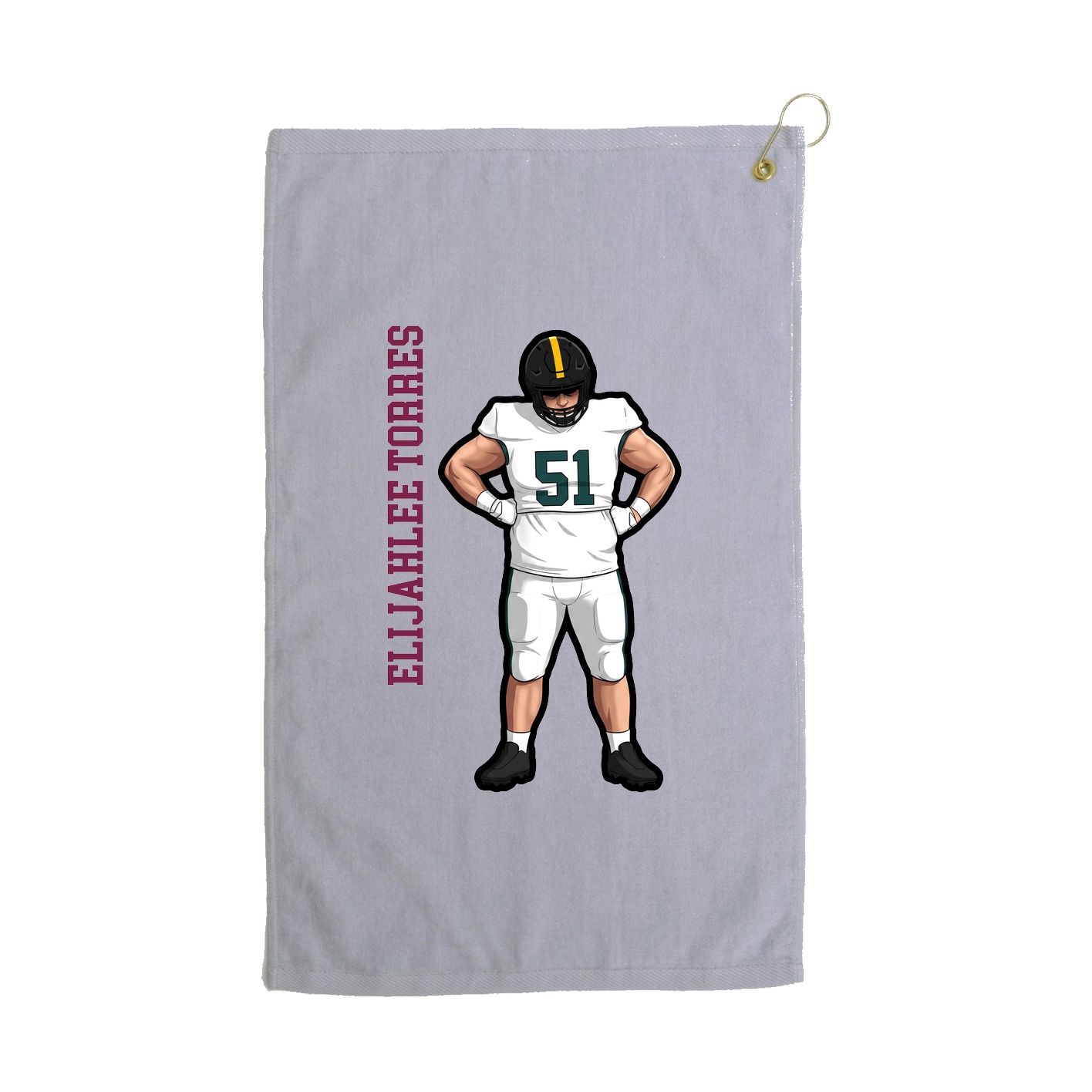 Golf Towel — Name Vertical in Grey