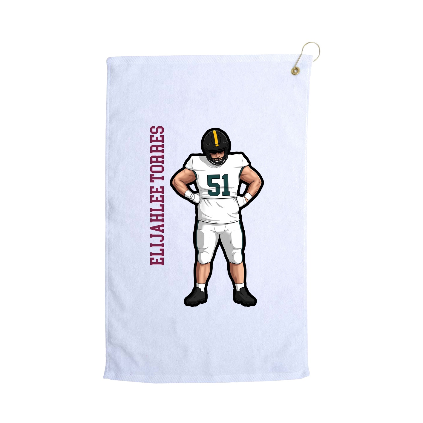 Golf Towel — Name Vertical in White