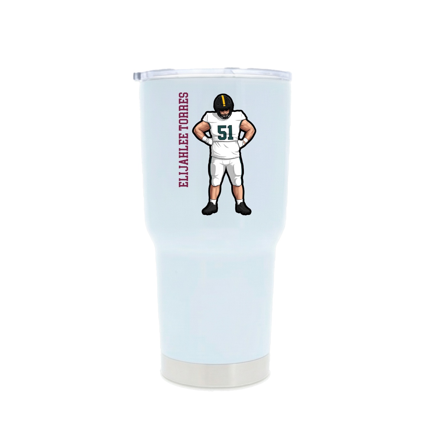 30oz Stainless Steel Tumbler — Name Vertical in White