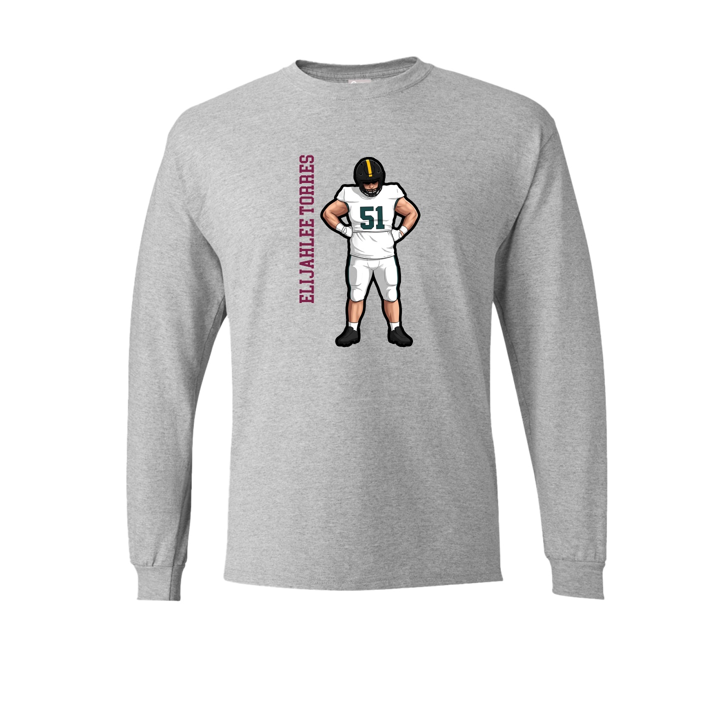 Long Sleeve Tee — Name Vertical in Grey