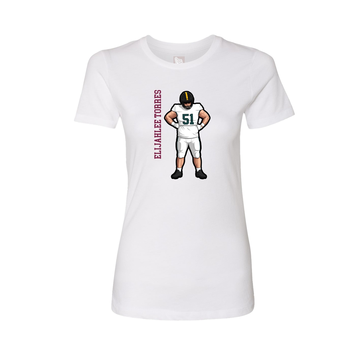 Womens Tee — Name Vertical in White