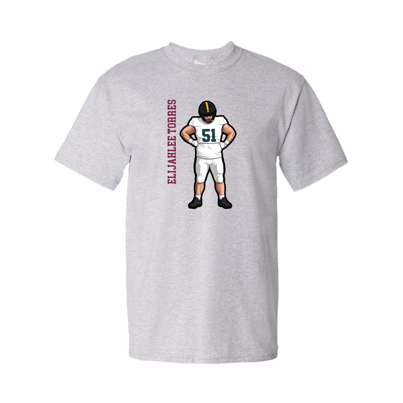 Youth Tee — Name Vertical in Grey