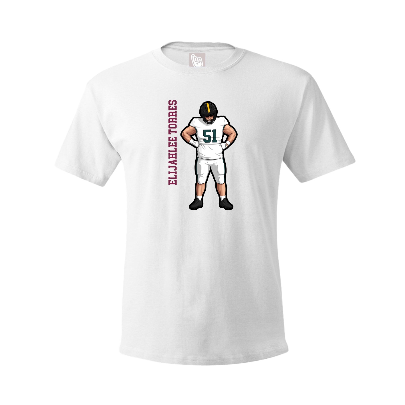 Youth Tee — Name Vertical in White
