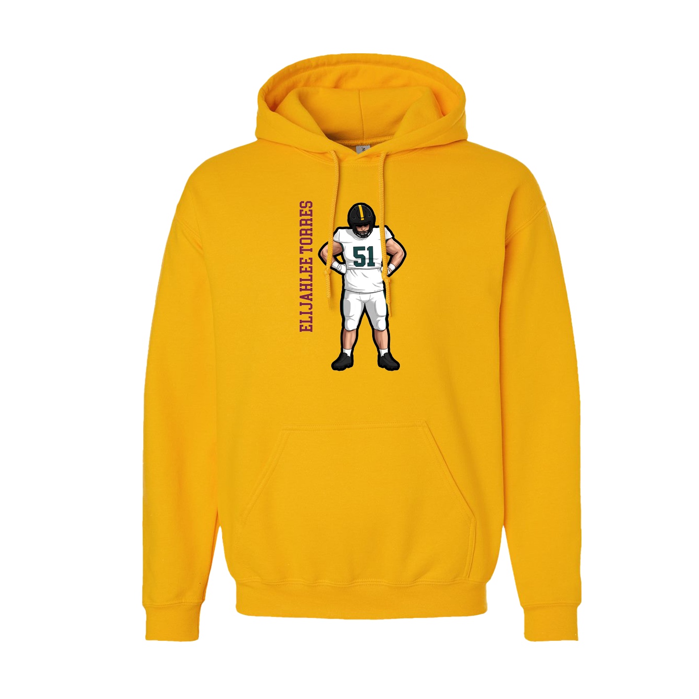 Hoodie — Name Vertical in Gold