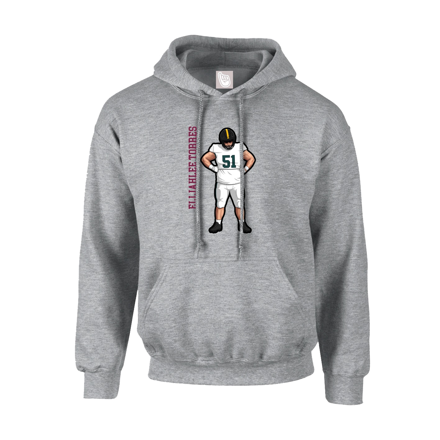 Youth Hoodie — Name Vertical in Grey