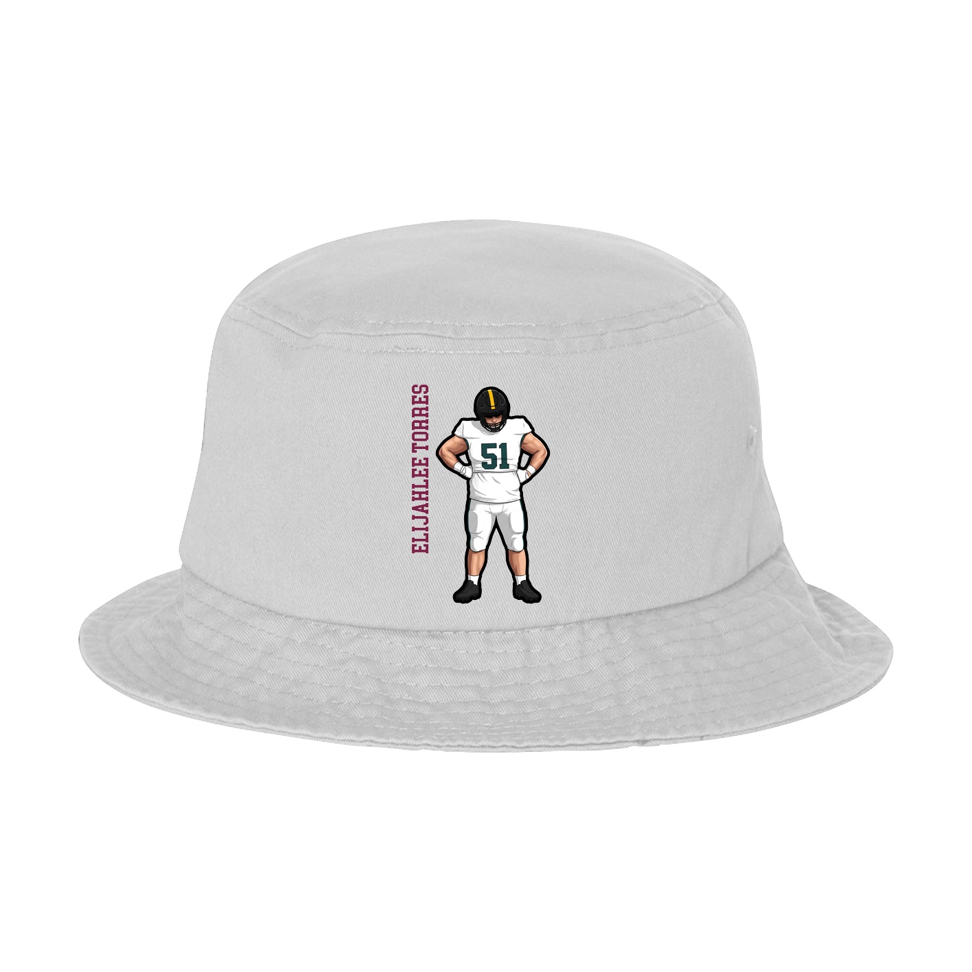 Bucket Cap — Name Vertical in White