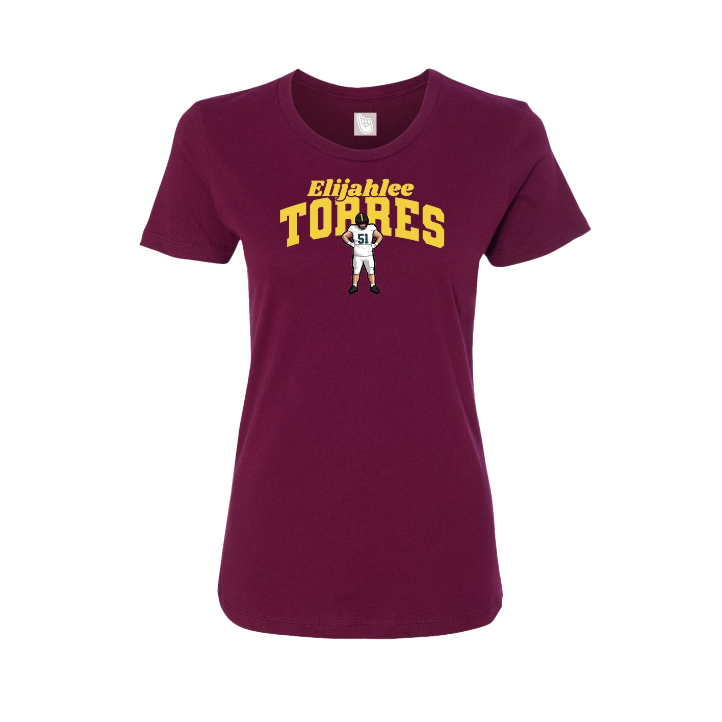 Fitted Women's Tee — Signature Arch in Maroon