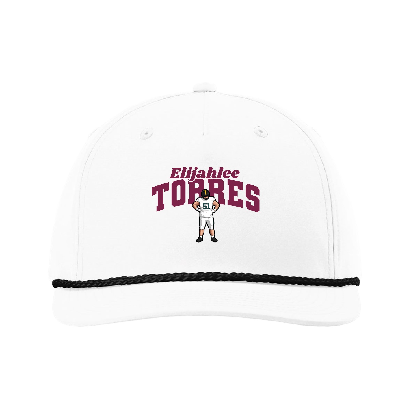 Five-Panel Classic Rope Cap — Signature Arch in White