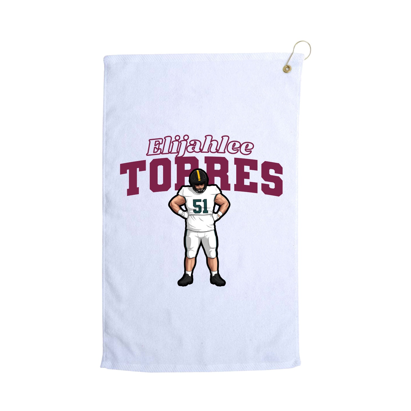 Golf Towel — Name Arch in White