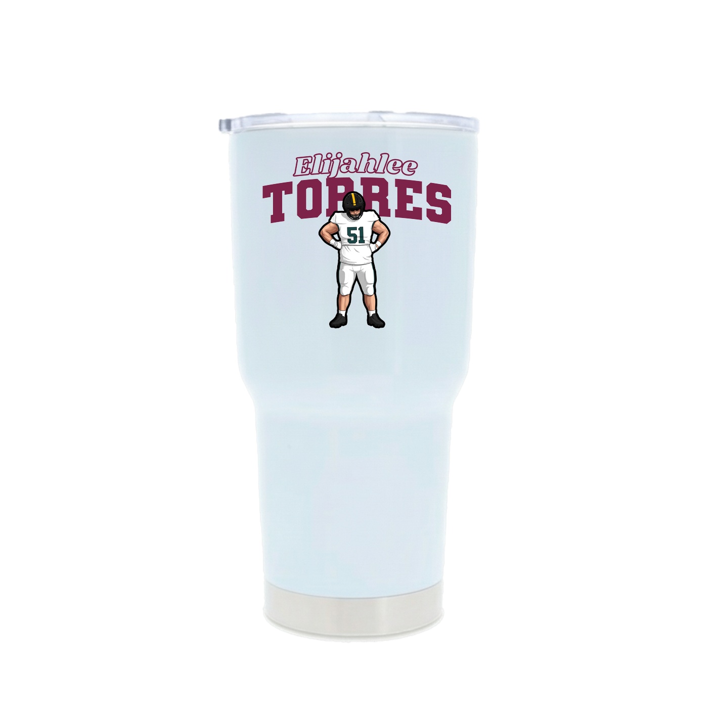 30oz Stainless Steel Tumbler — Name Arch in White