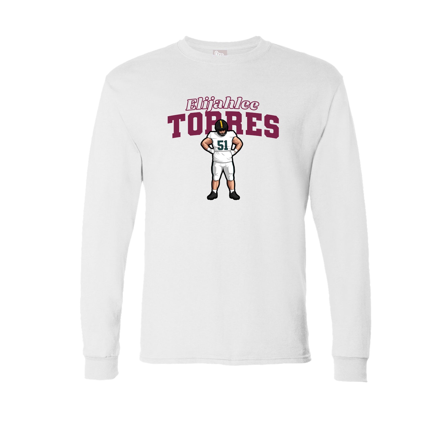 Long Sleeve Tee — Name Arch in White