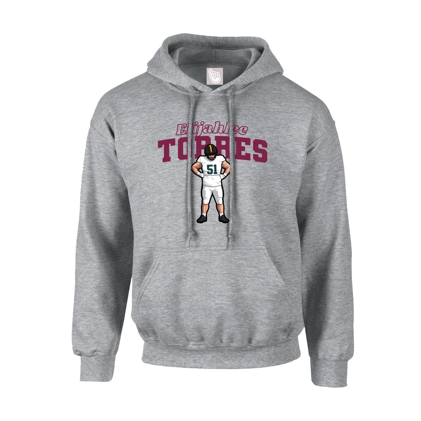 Hoodie — Name Arch in Grey
