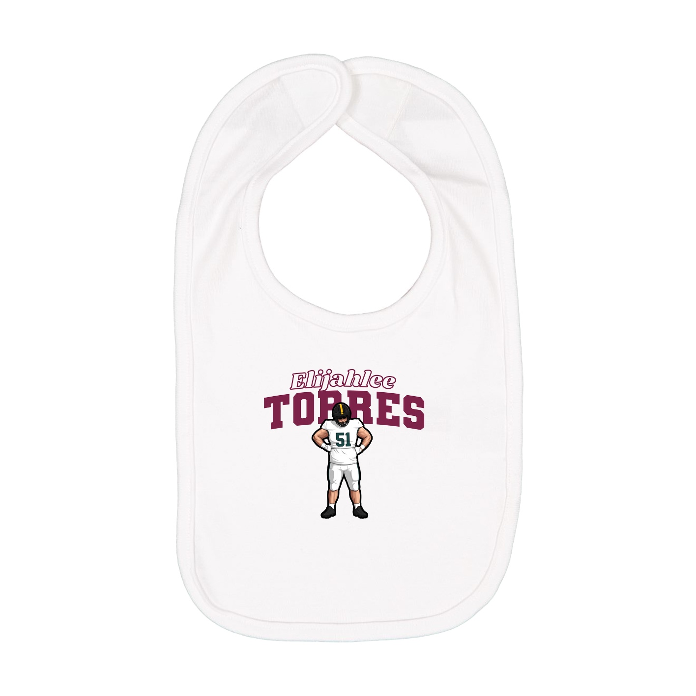 Infant Bib — Name Arch in White