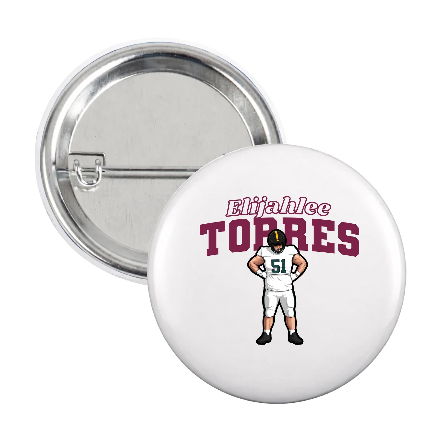 Game Day Button — Name Arch in White