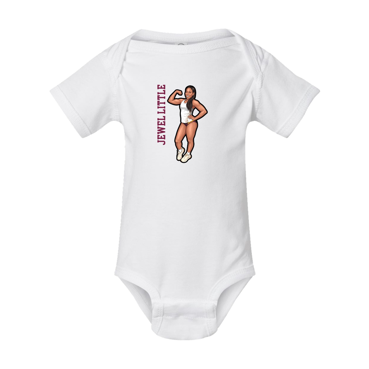 Baby Onesie — Name Vertical in White