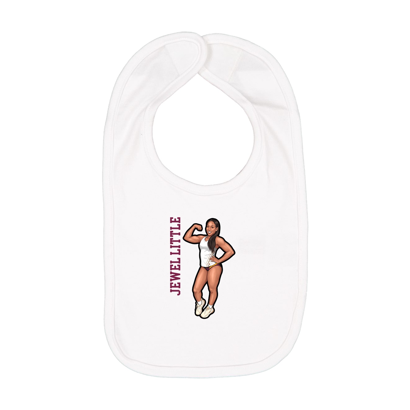 Infant Bib — Name Vertical in White