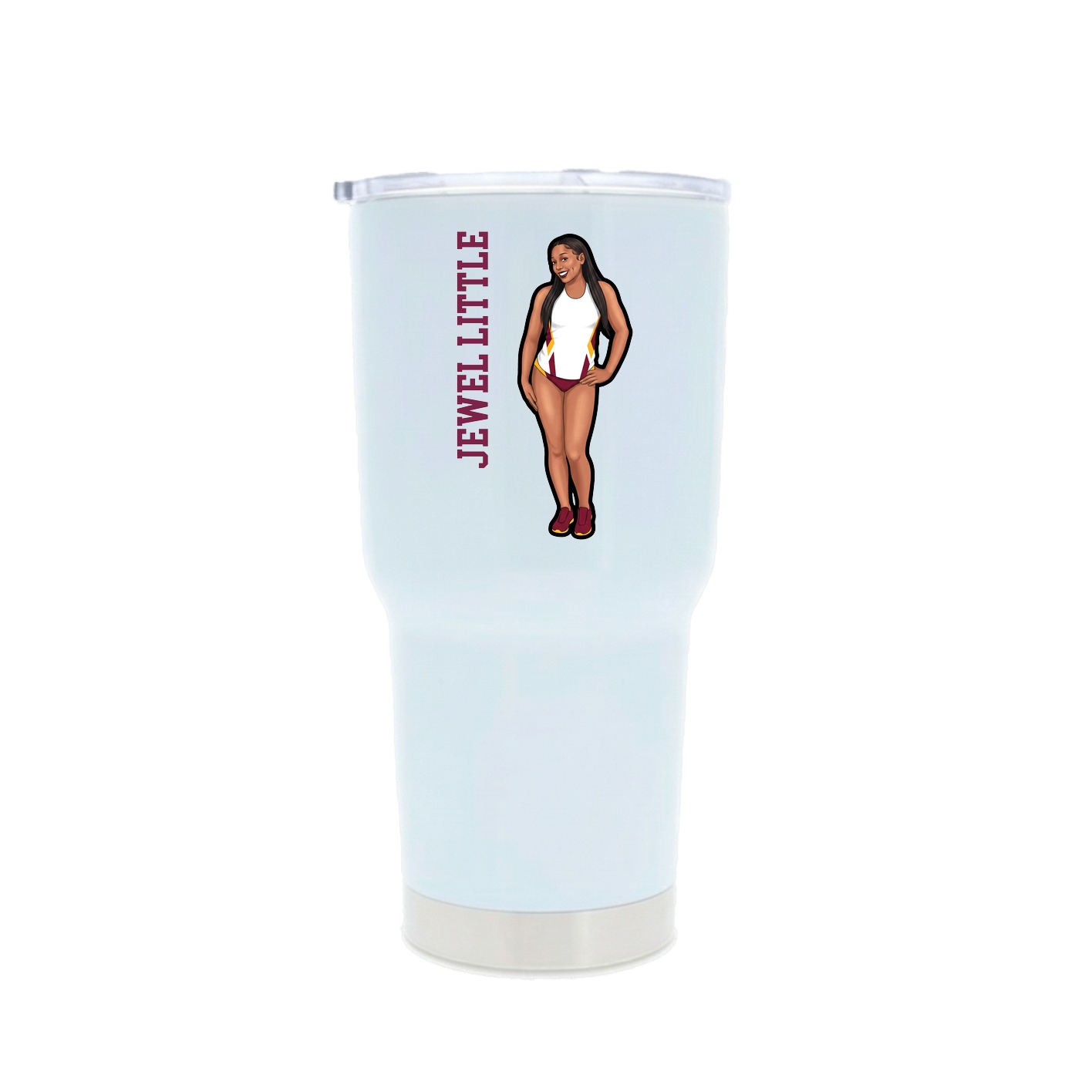 30oz Stainless Steel Tumbler — Name Vertical in White