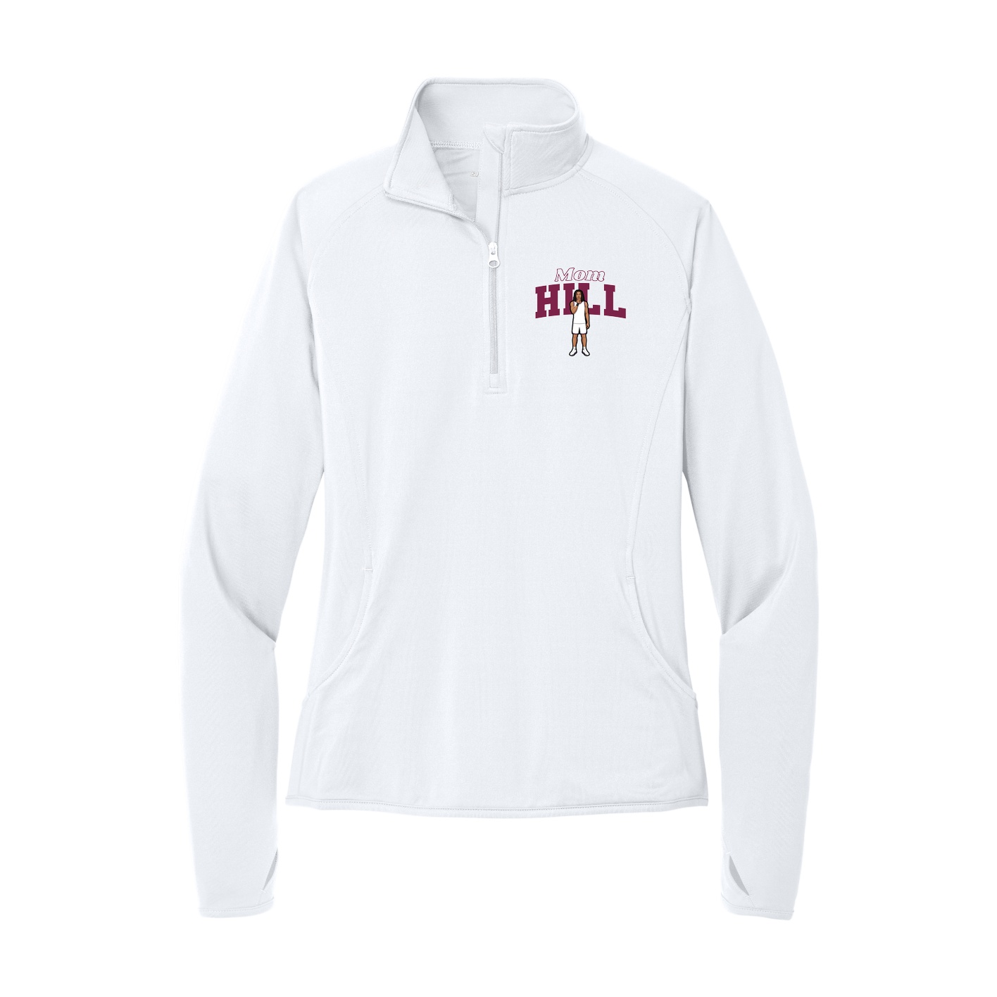 Women's Q-Zip Pullover — Mothers Day Block in White
