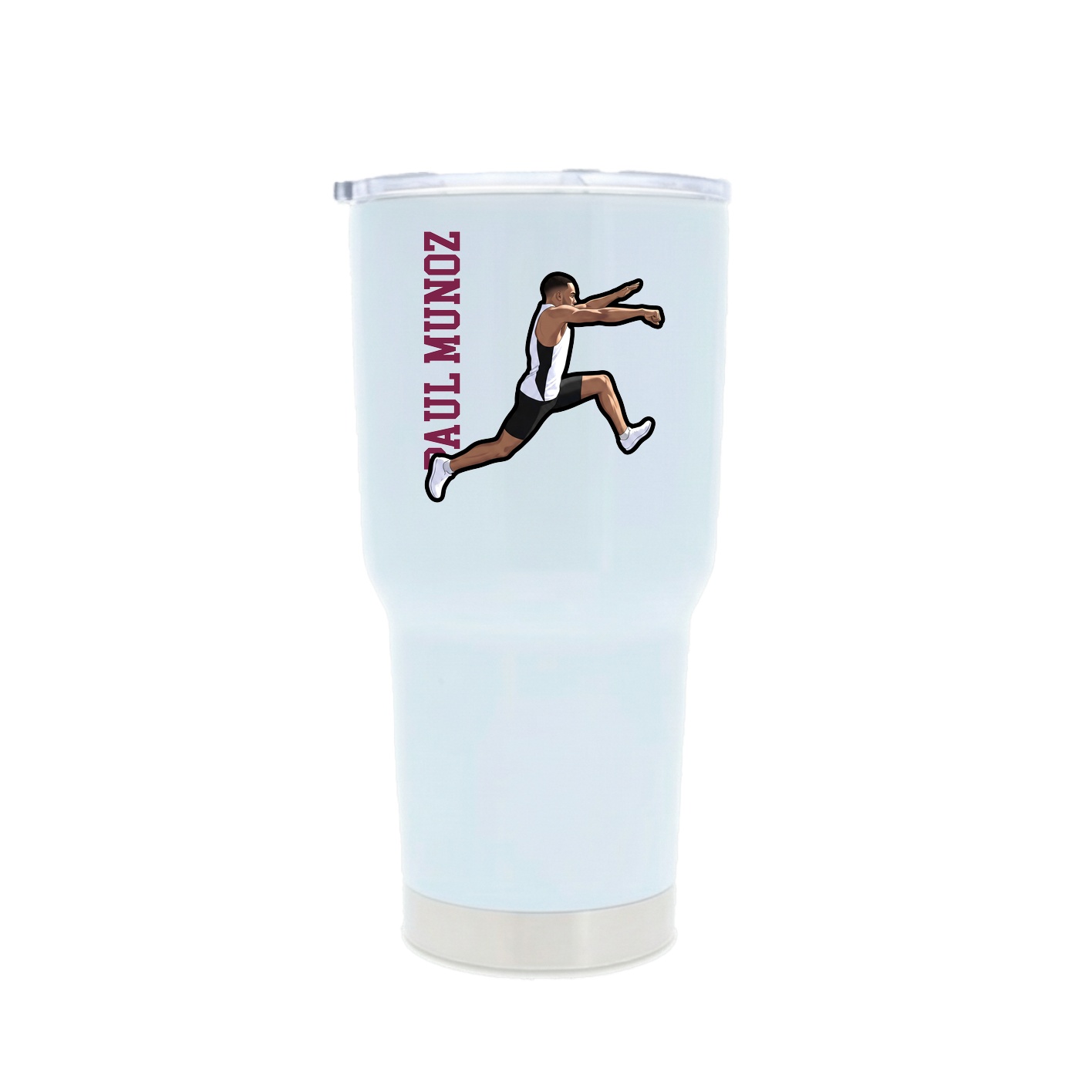 30oz Stainless Steel Tumbler — Name Vertical in White