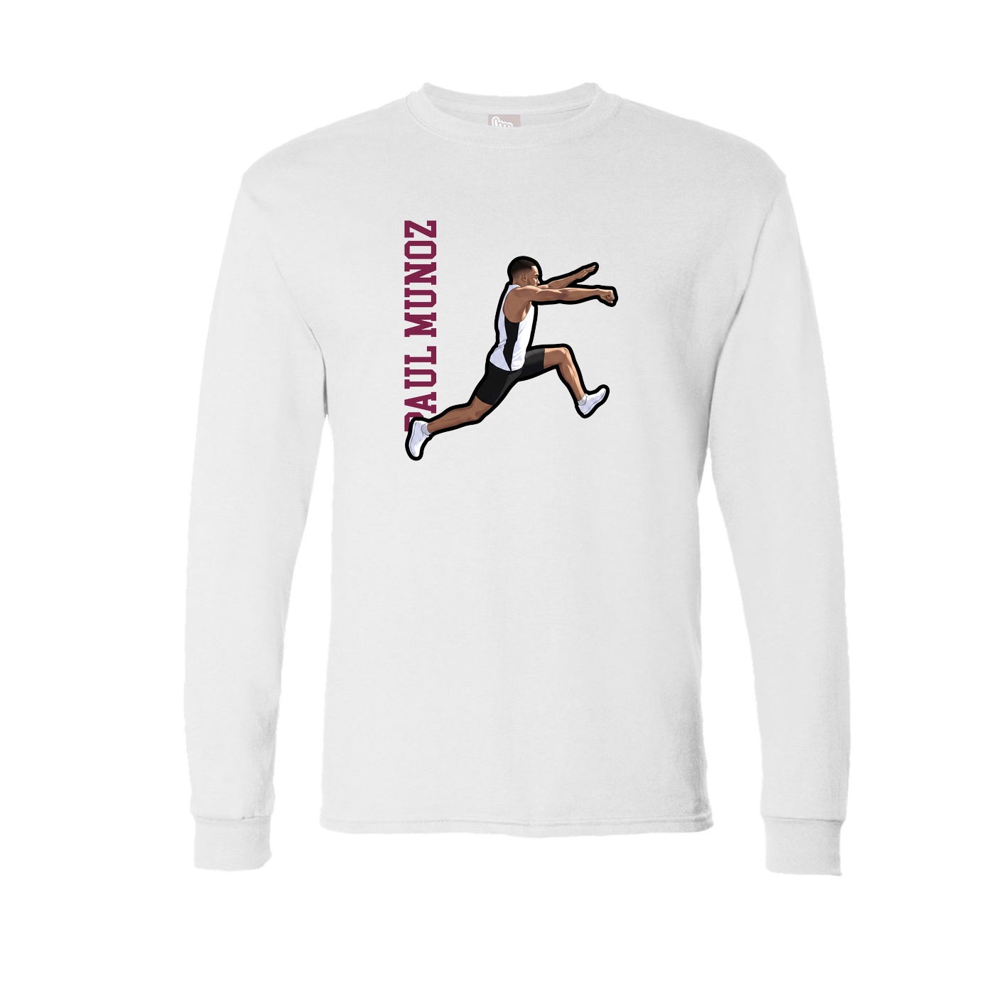 Long Sleeve Tee — Name Vertical in White