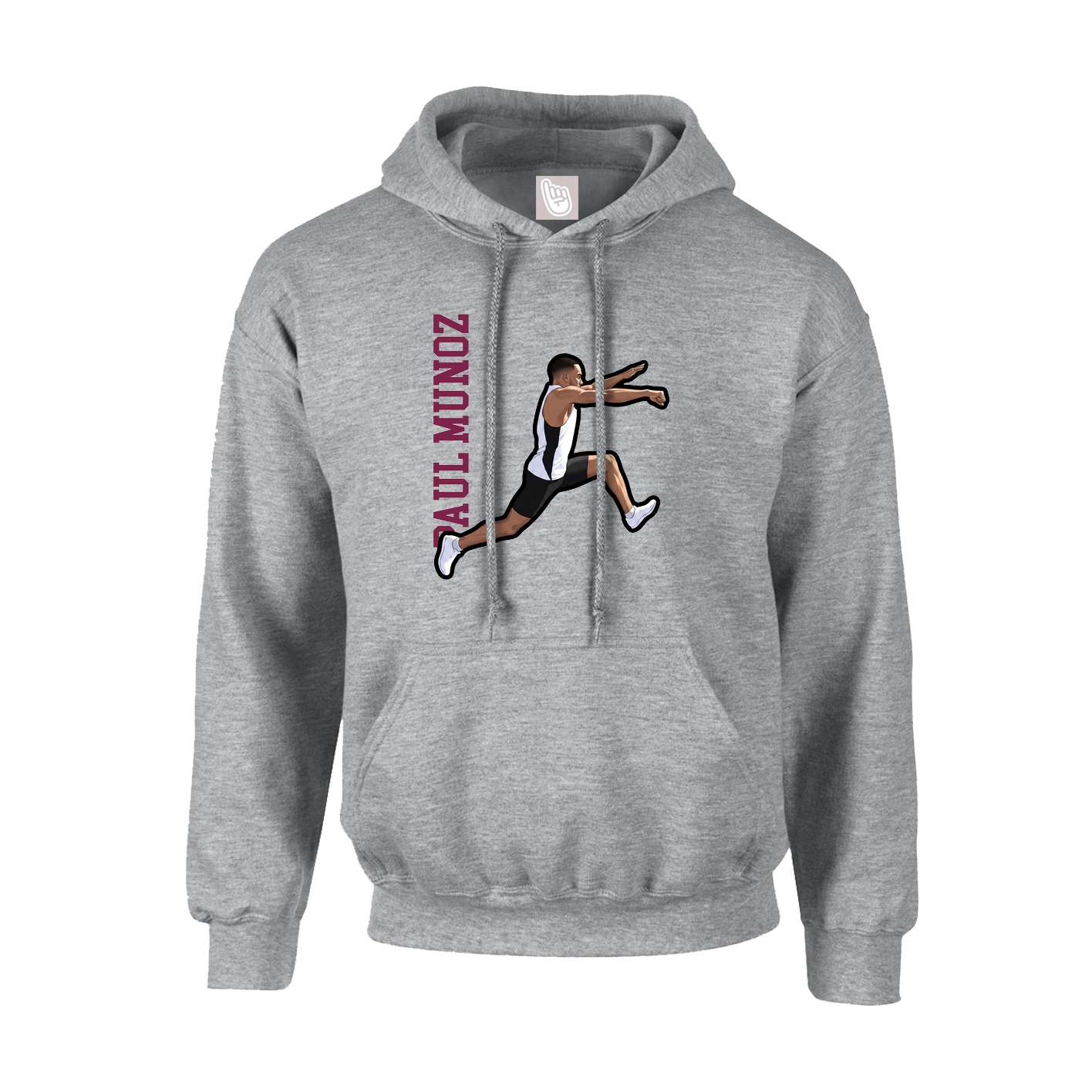 Hoodie — Name Vertical in Grey