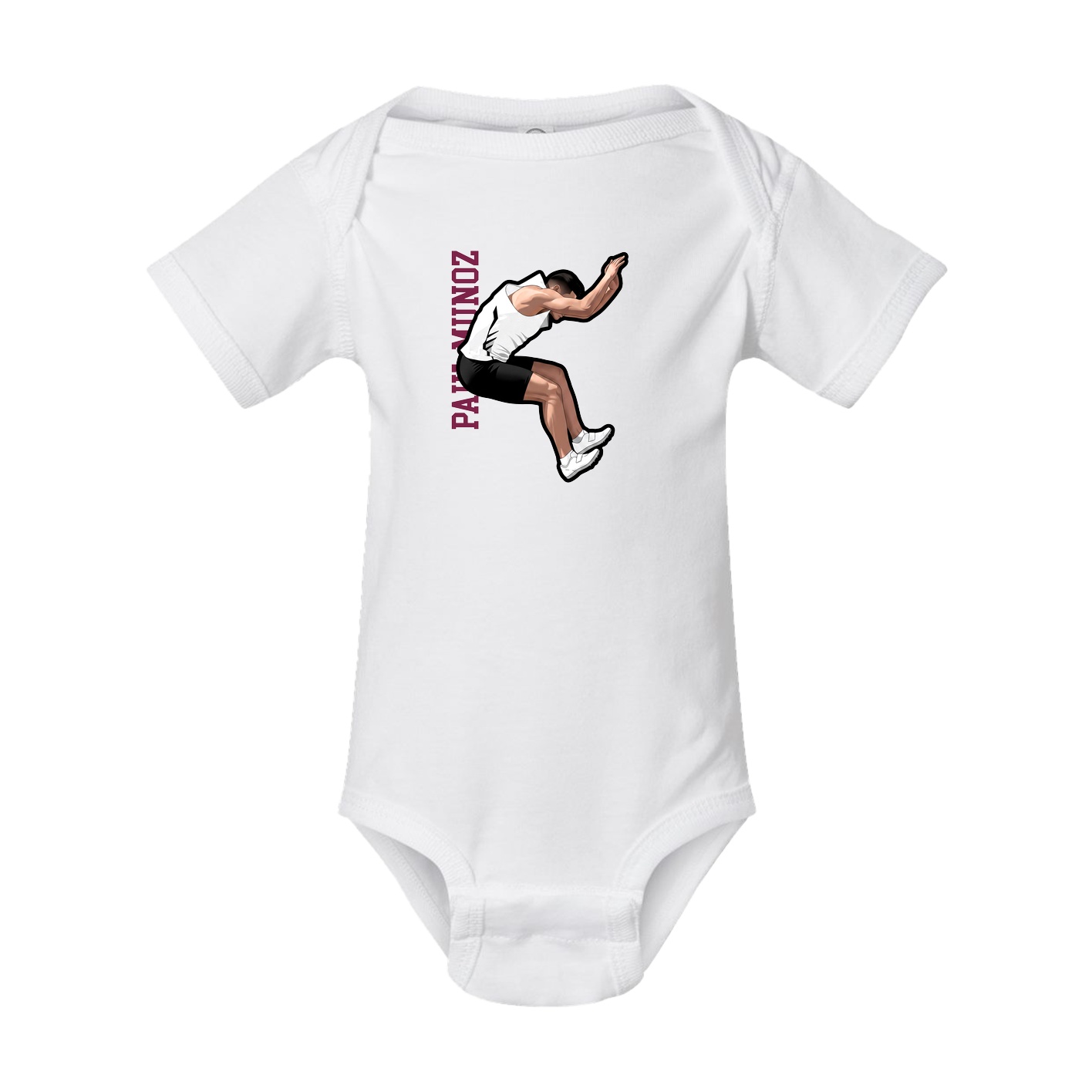 Baby Onesie — Name Vertical in White