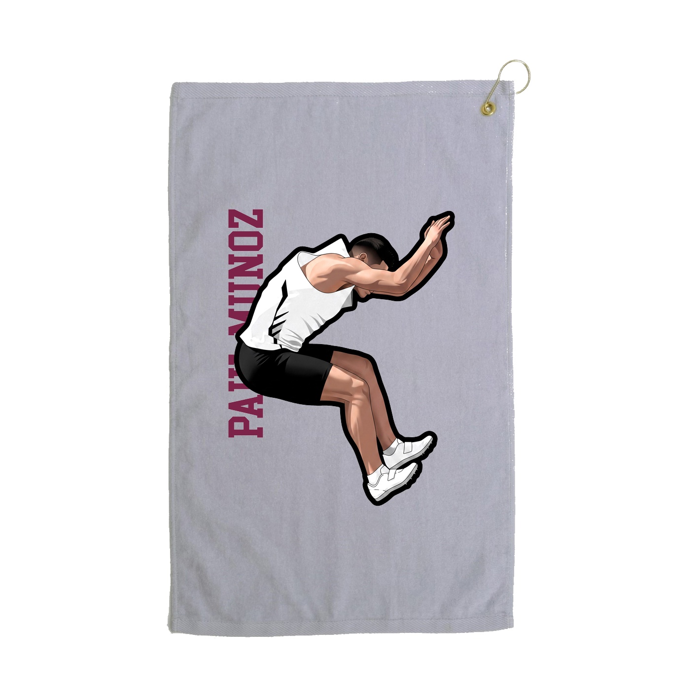 Golf Towel — Name Vertical in Grey