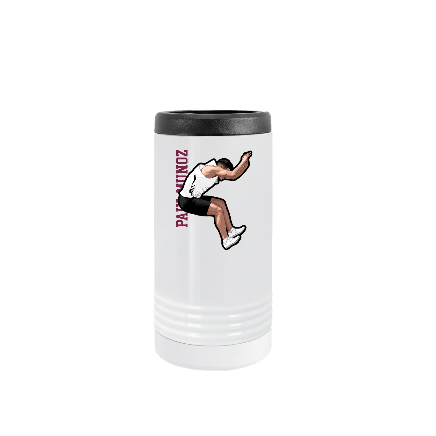 Slim Beverage Holder — Name Vertical in White