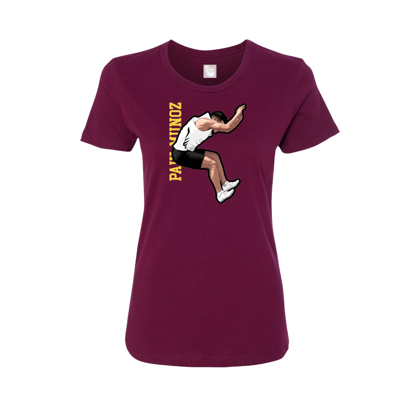 Womens Tee — Name Vertical in Maroon