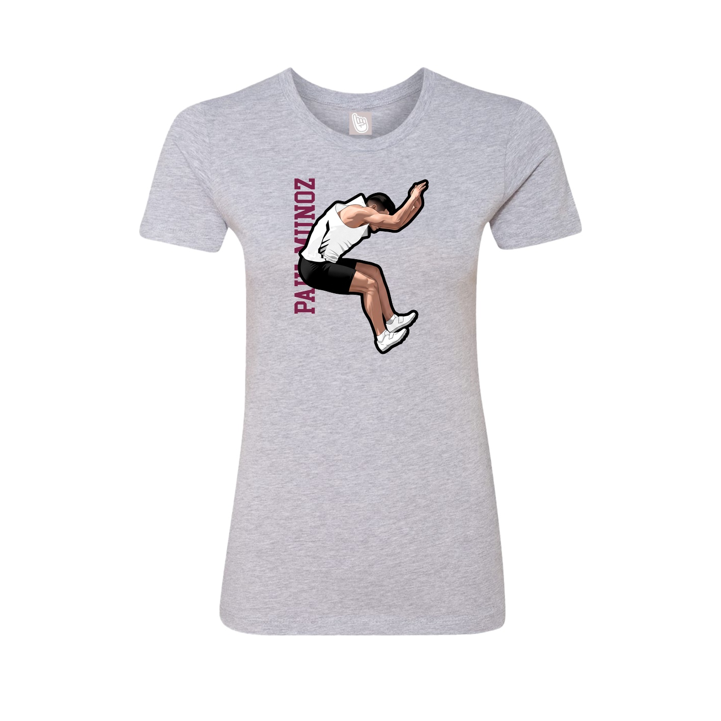 Fitted Women's Tee — Name Vertical in Grey