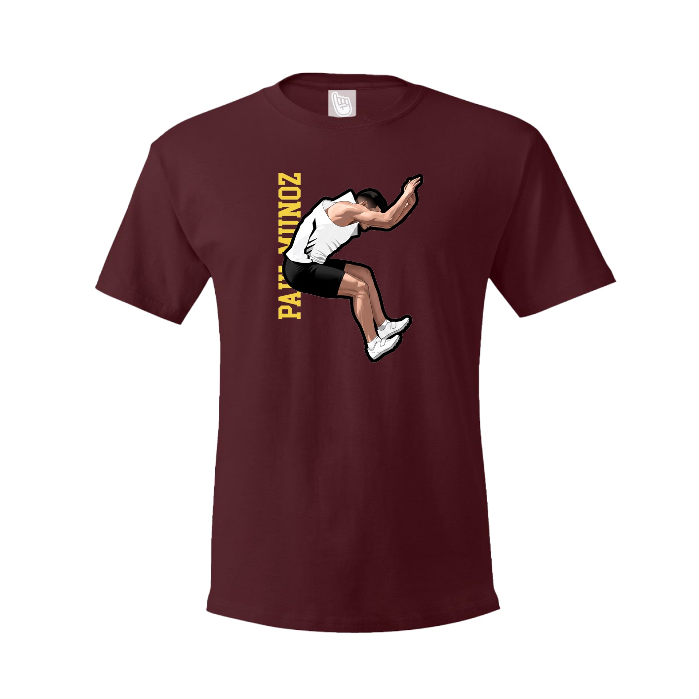 Youth Tee — Name Vertical in Maroon
