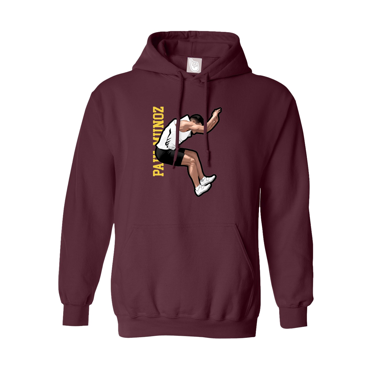 Hoodie — Name Vertical in Maroon