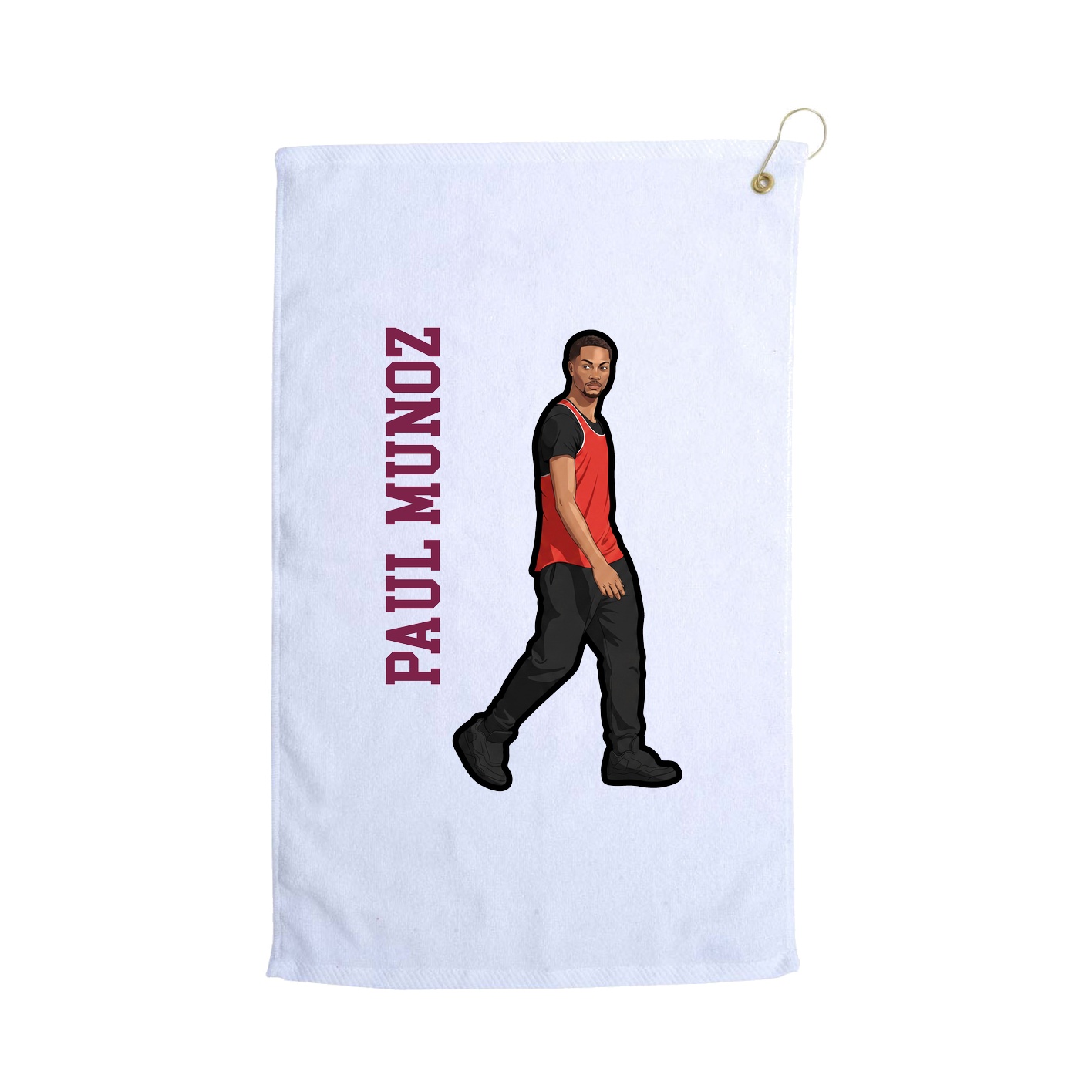 Golf Towel — Name Vertical in White