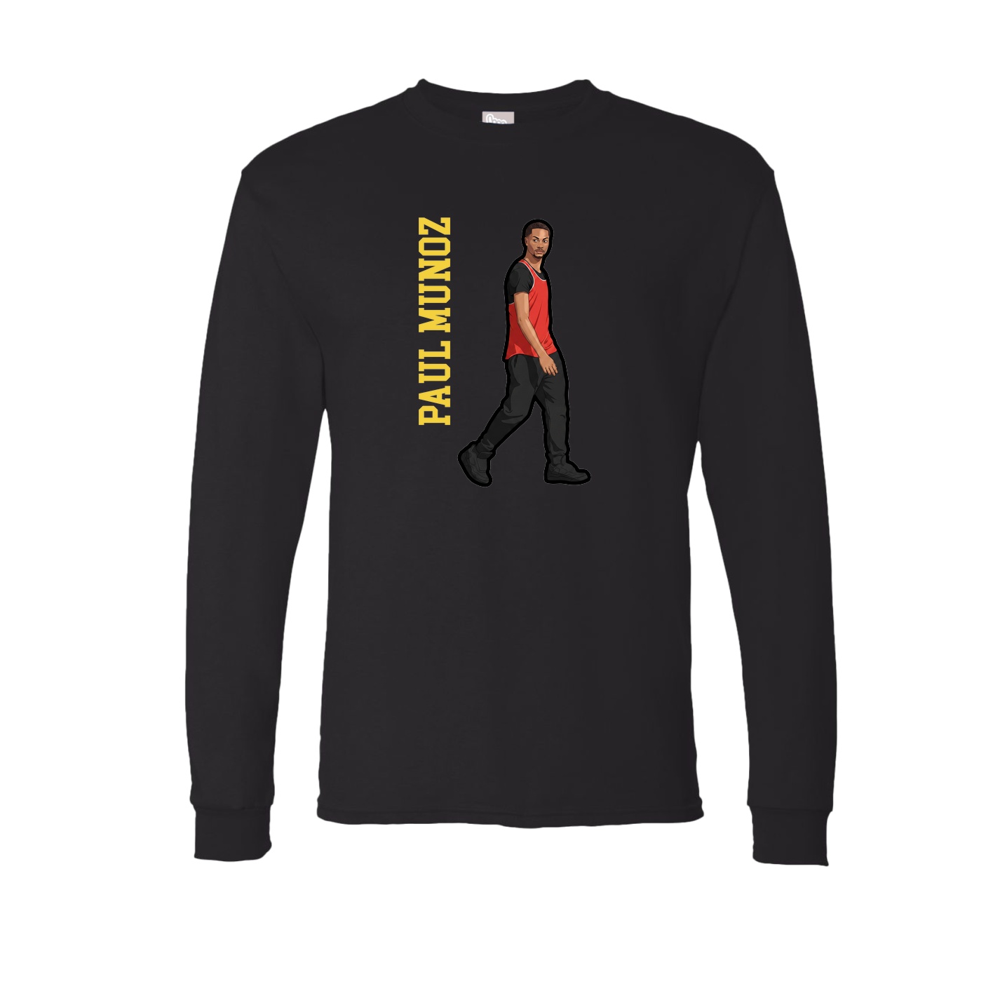 Long Sleeve Tee — Name Vertical in Black
