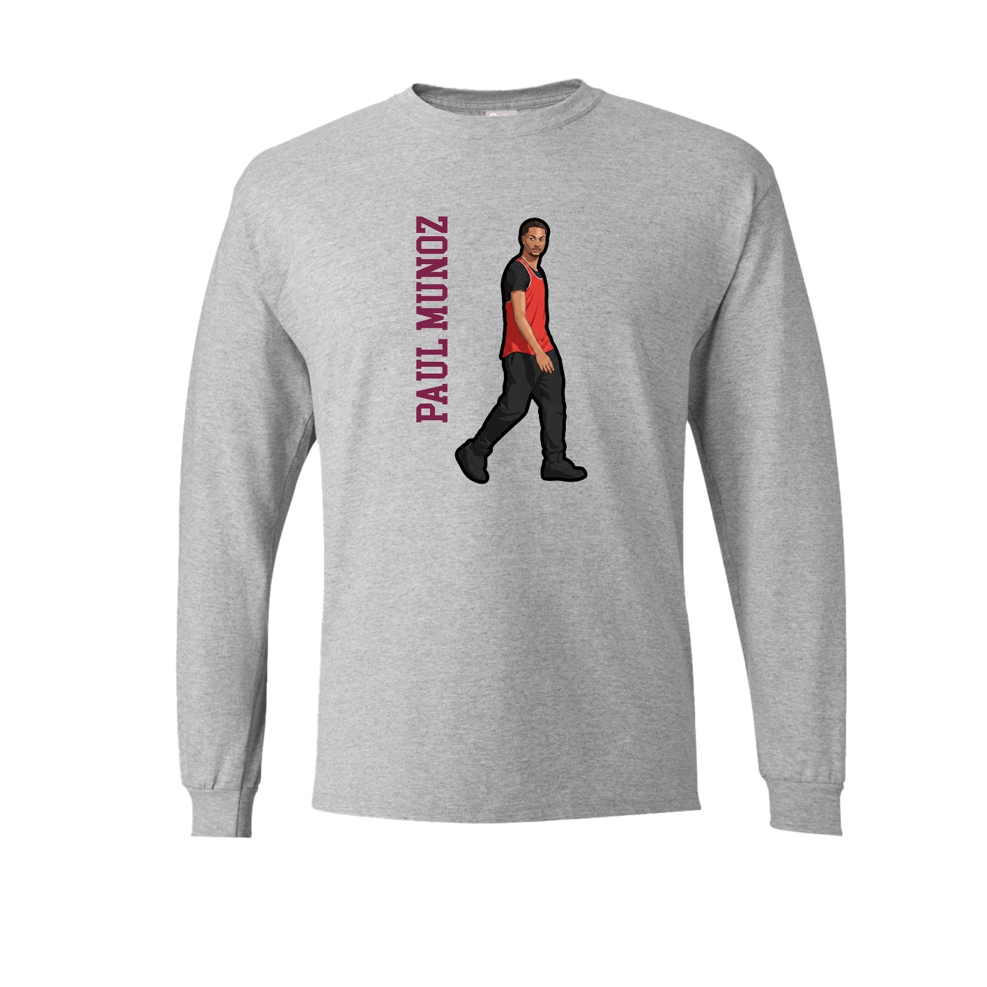 Long Sleeve Tee — Name Vertical in Grey