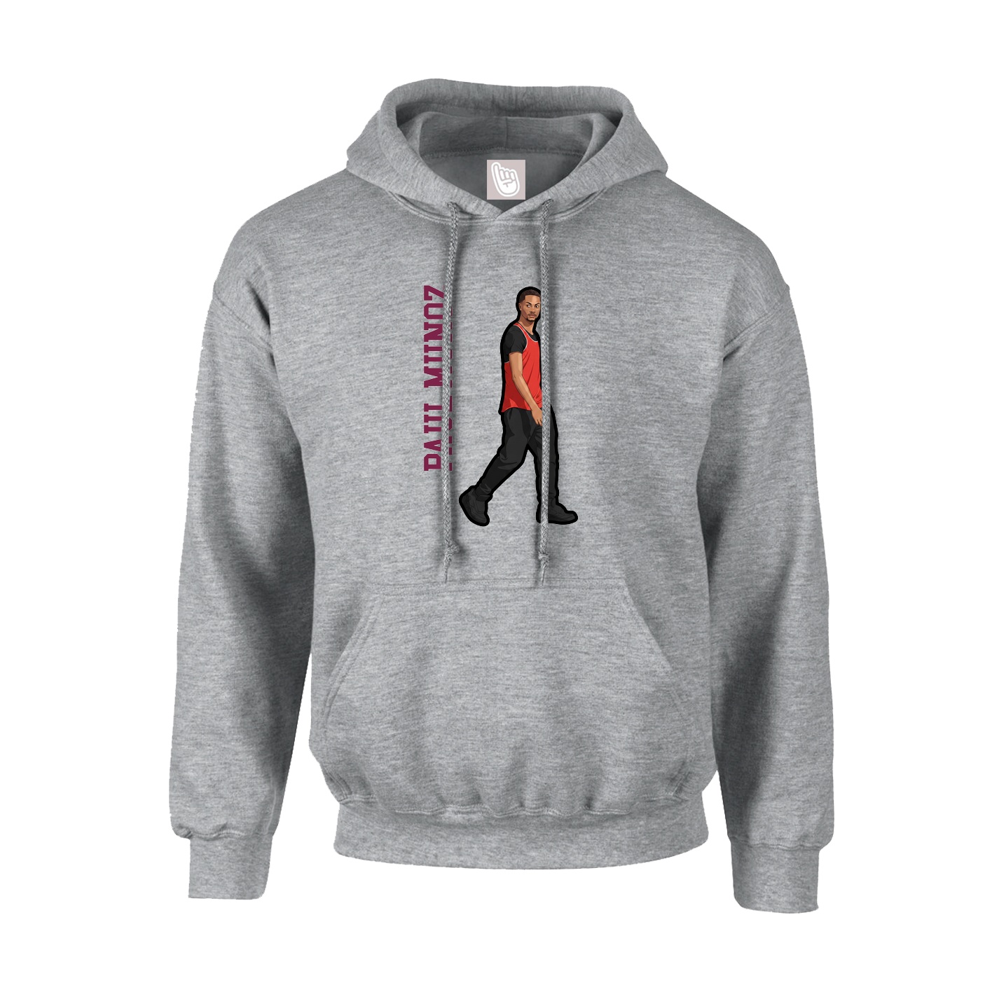 Youth Hoodie — Name Vertical in Grey
