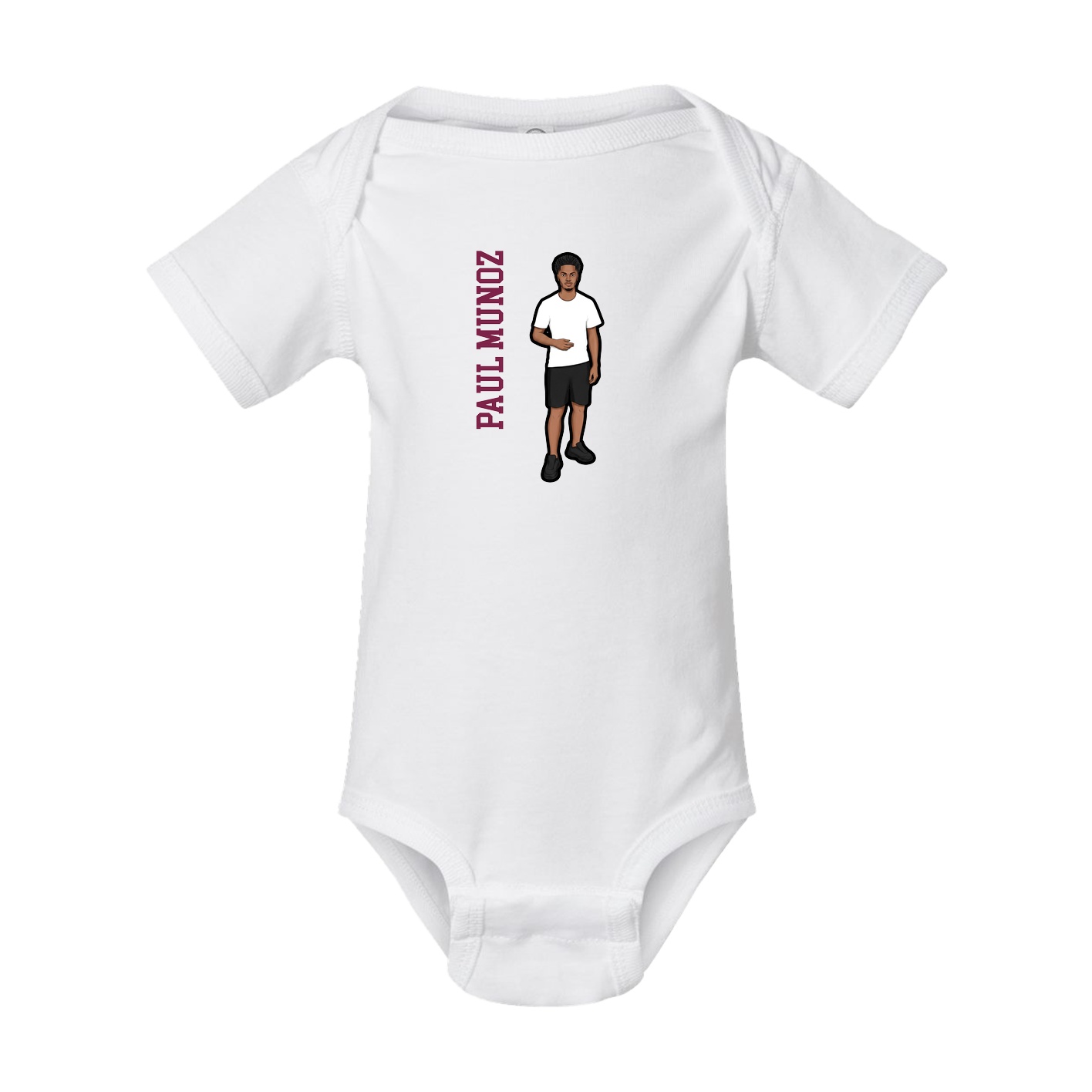 Baby Onesie — Name Vertical in White