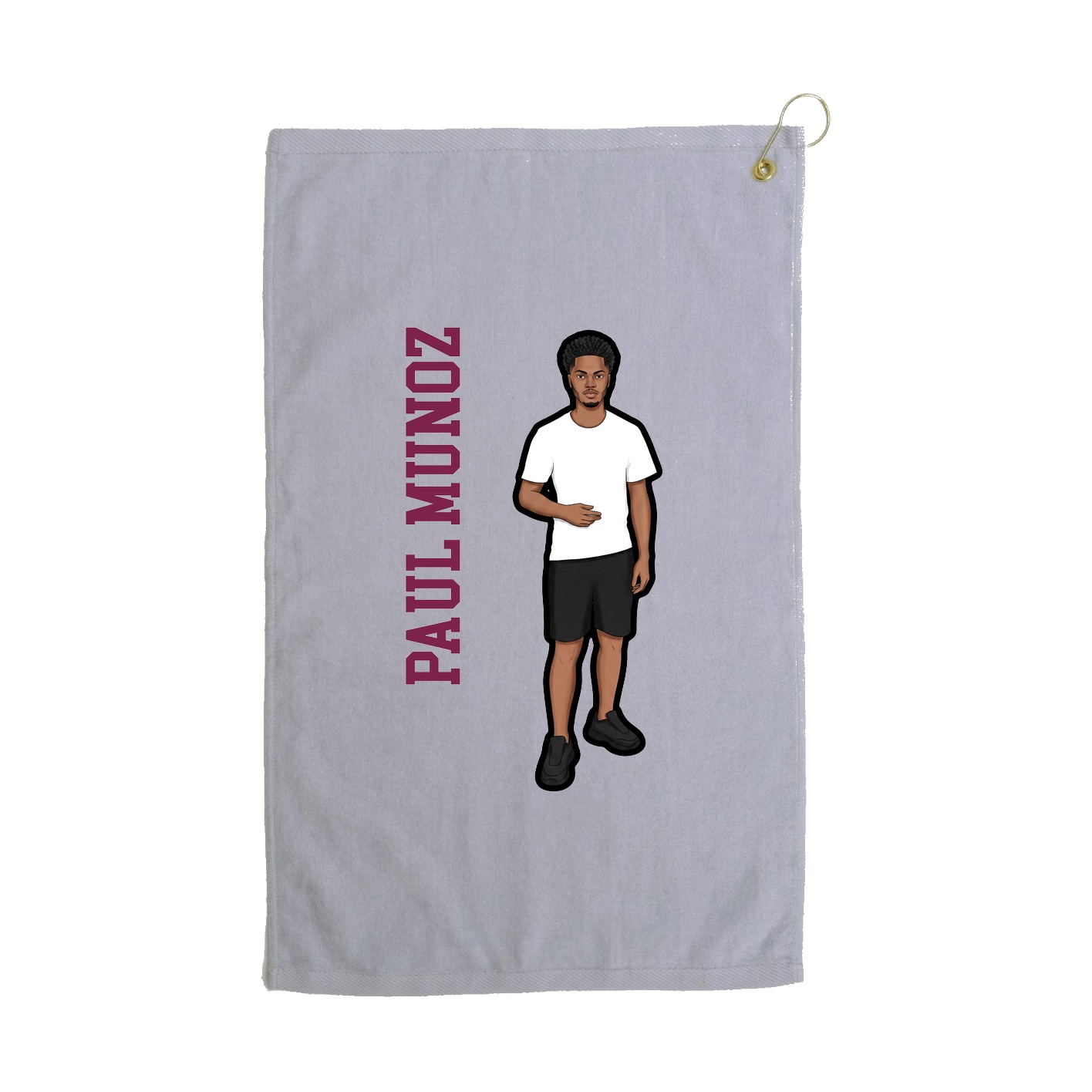 Golf Towel — Name Vertical in Grey