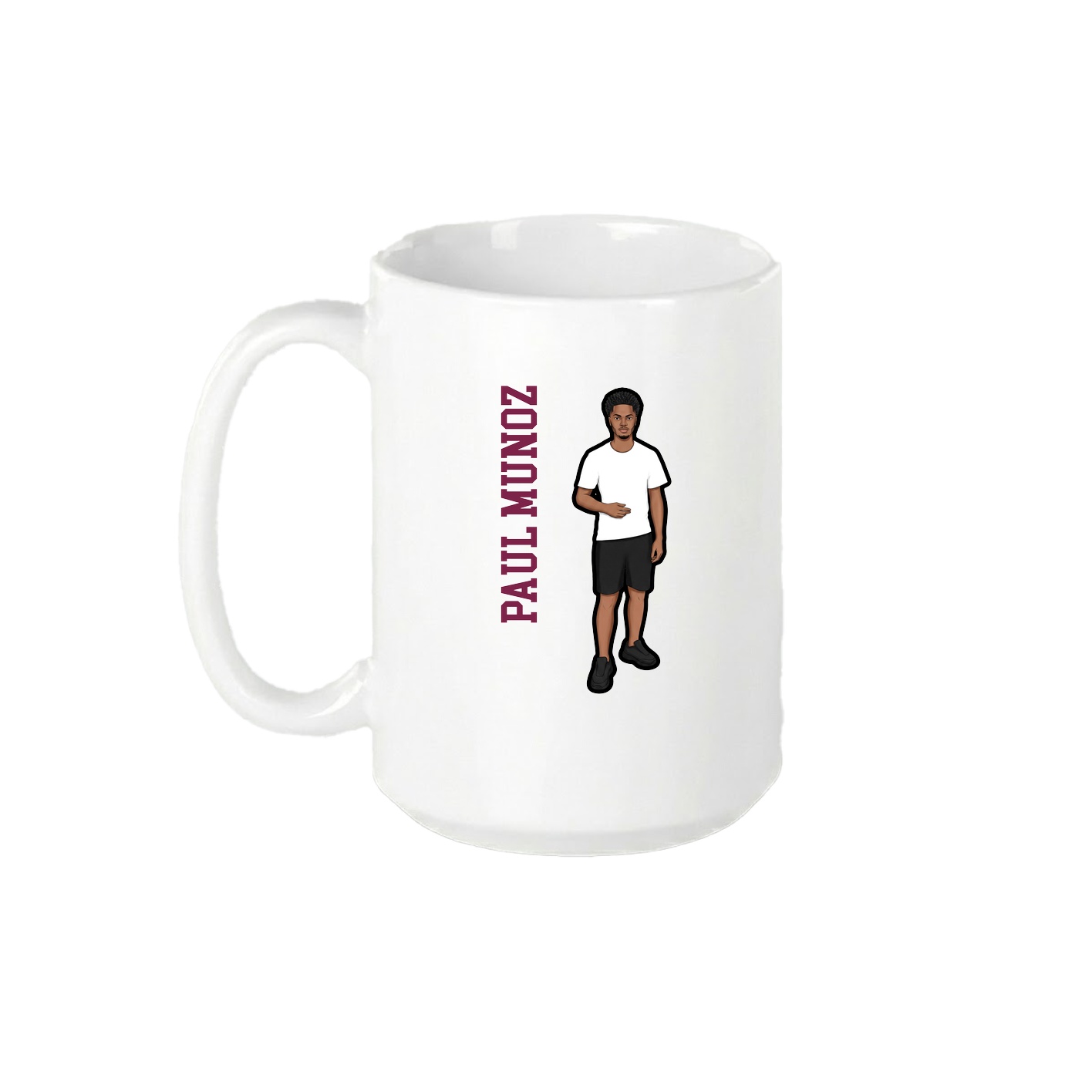15oz Coffee Mug — Name Vertical in White