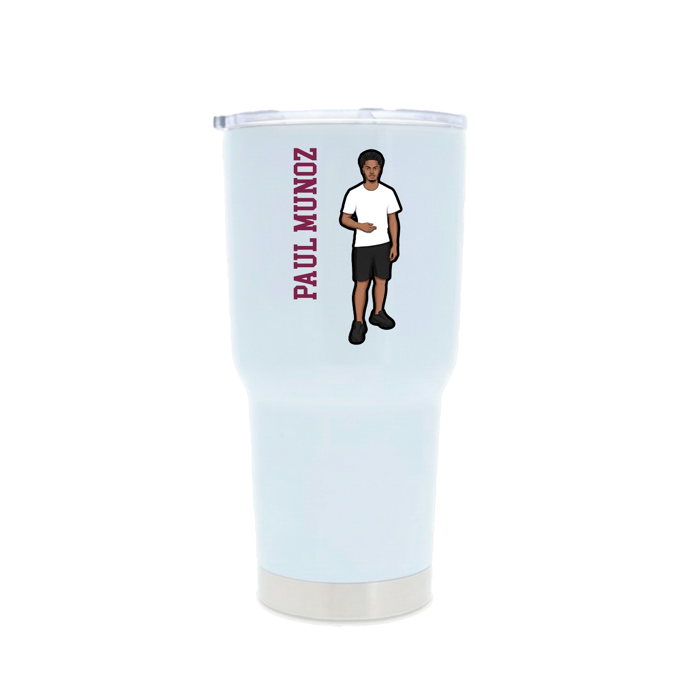 30oz Stainless Steel Tumbler — Name Vertical in White
