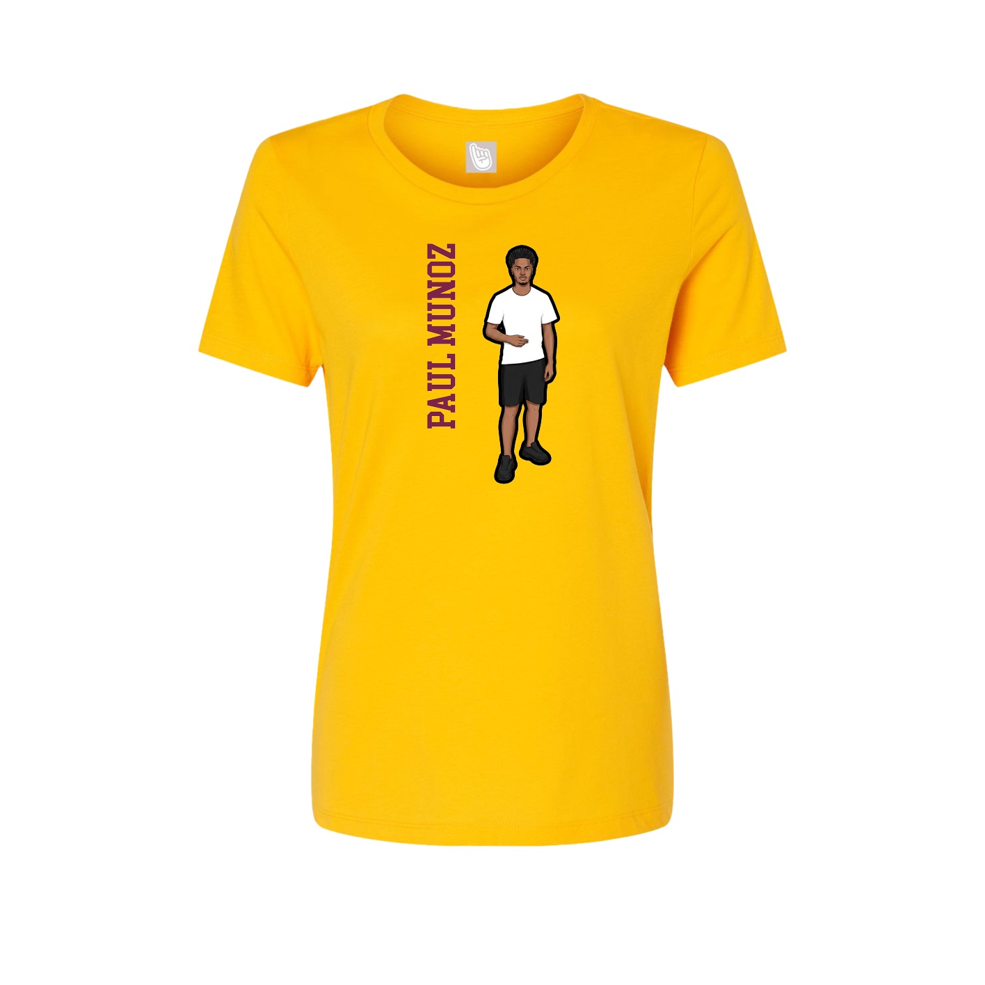 Fitted Women's Tee — Name Vertical in Gold