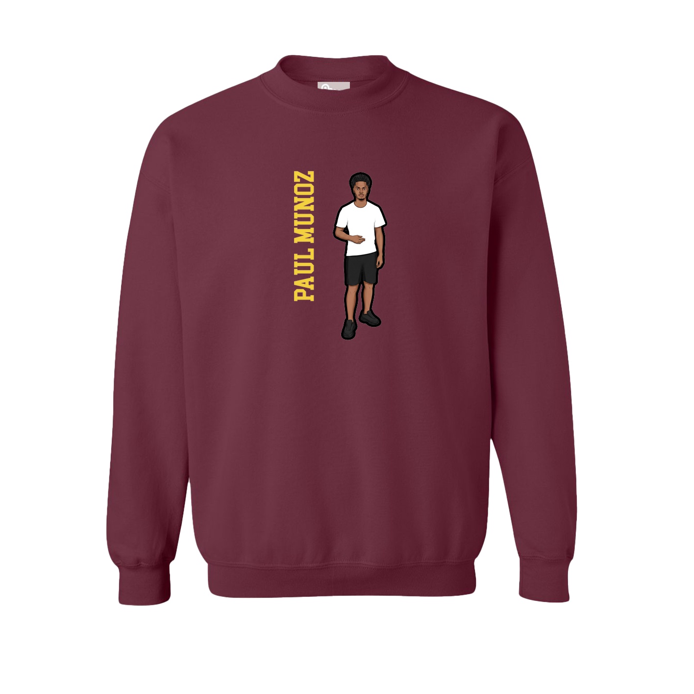 Fleece Crew — Name Vertical in Maroon