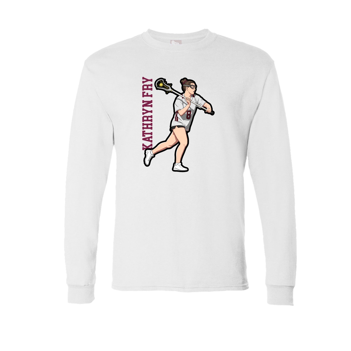 Long Sleeve Tee — Name Vertical in White