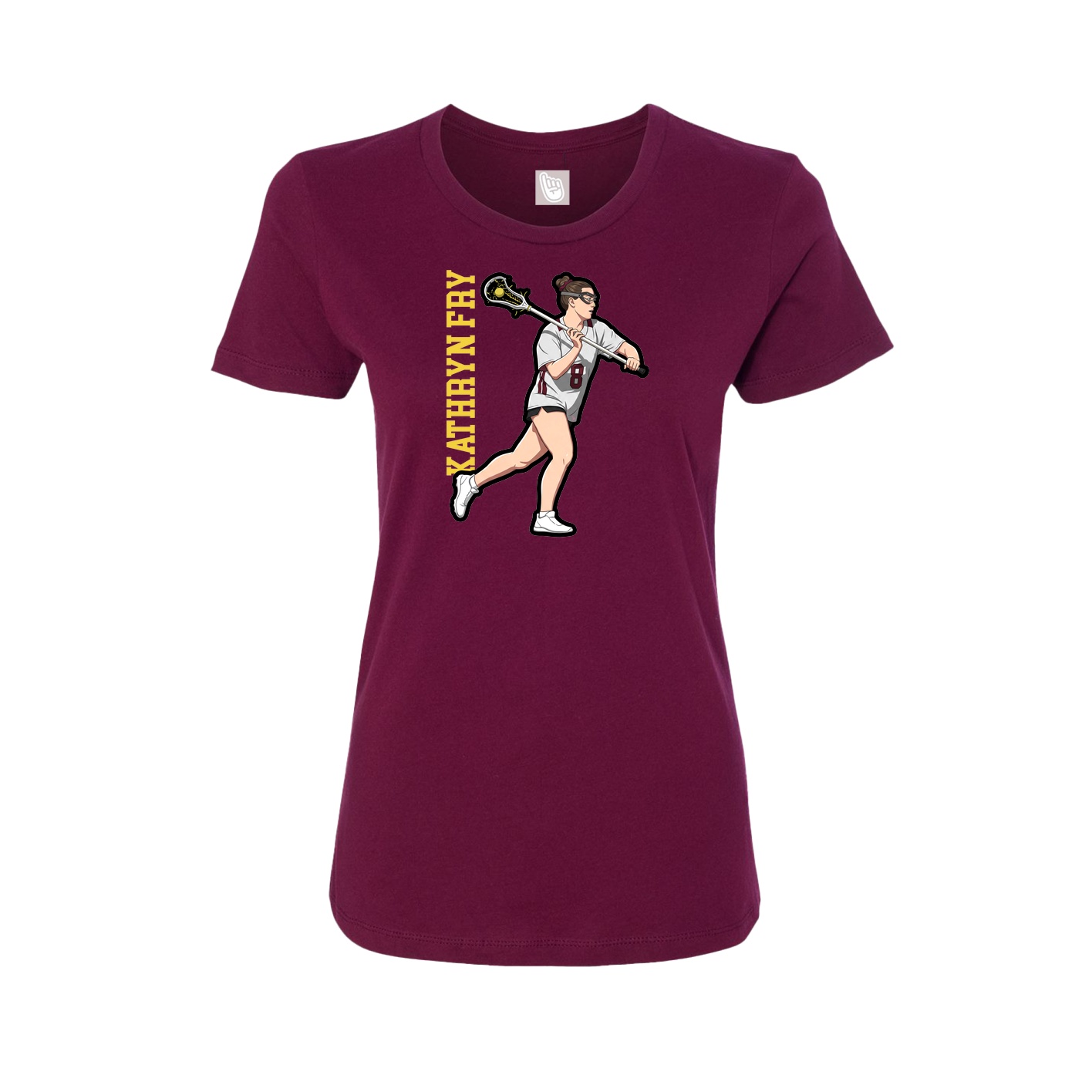 Womens Tee — Name Vertical in Maroon
